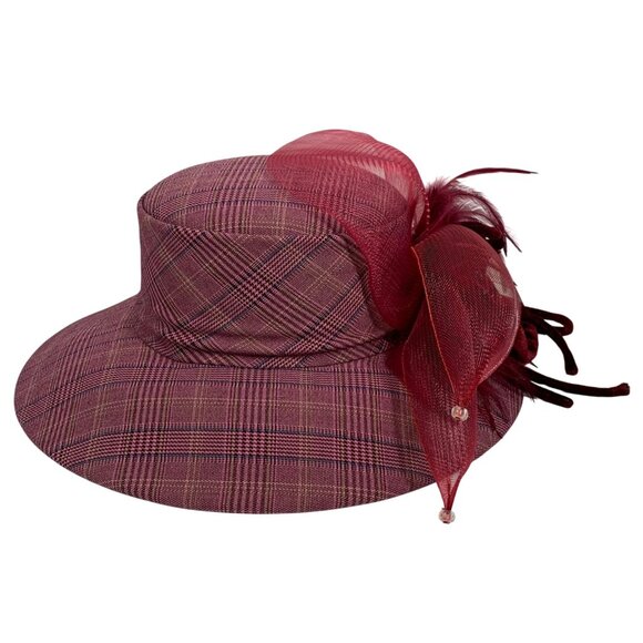Donna Vinci Plaid Organza Embellished Kentucky Derby Wedding Church Hat VTG main image 8